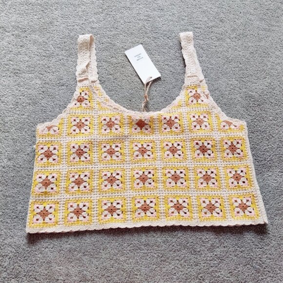 New In Women's Vintage Inspired Crochet Crop Top Size Medium Large Resortwear - Picture 5 of 6